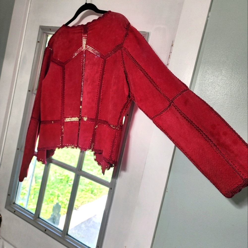 Fuschia 100% Leather Suede Jacket